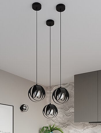 Suspension Acier Noir E27 3 Tulos Line
