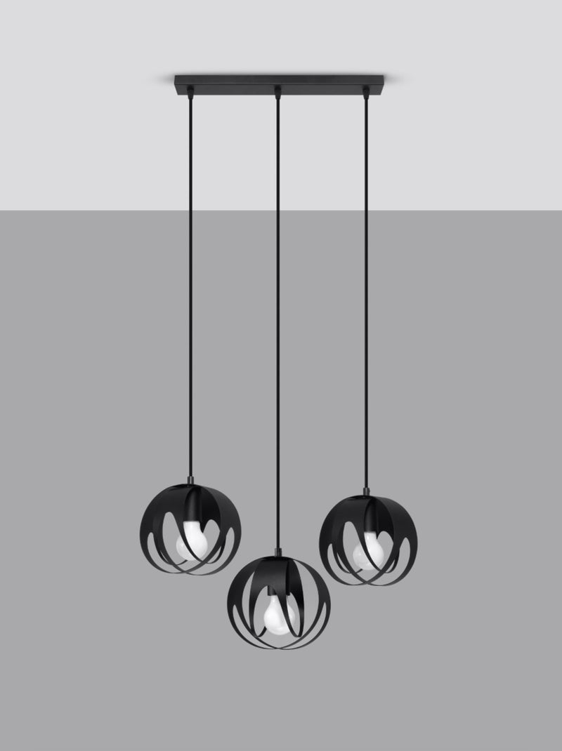 Suspension Acier Noir E27 3 Tulos Line Noir - Kiabi