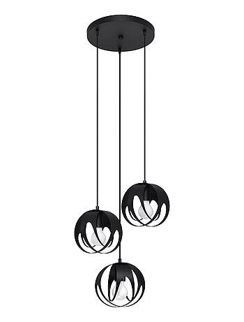 Suspension Acier Noir E27 3 Tulos