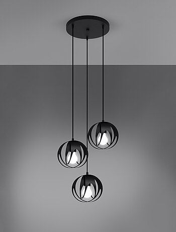 Suspension Acier Noir E27 3 Tulos