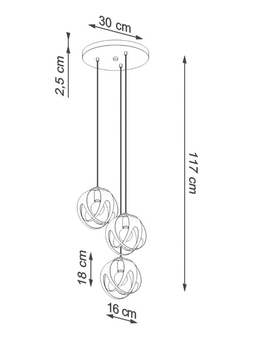 Suspension Acier Noir E27 3 Tulos - Kiabi