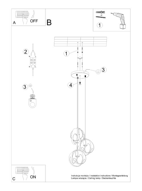 Suspension Acier Noir E27 3 Tulos - Kiabi
