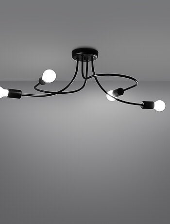 Suspension Acier Noir E27 4 Levar