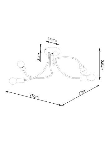 Suspension Acier Noir E27 4 Levar