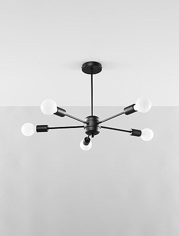 Suspension Acier Noir E27 5 Lango
