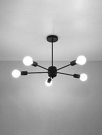 Suspension Acier Noir E27 5 Lango