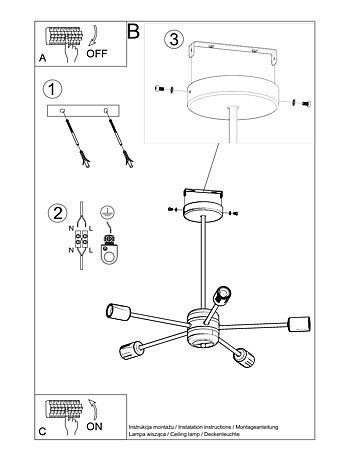 Suspension Acier Noir E27 5 Lango