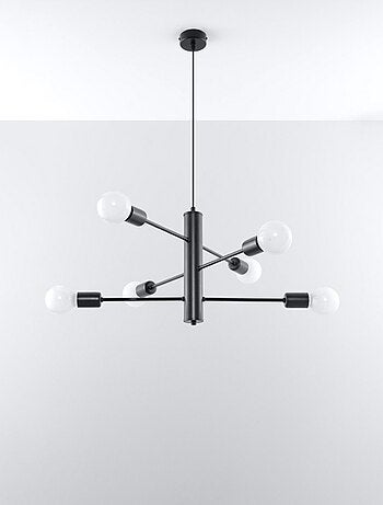 Suspension Acier Noir E27 6 Duomo