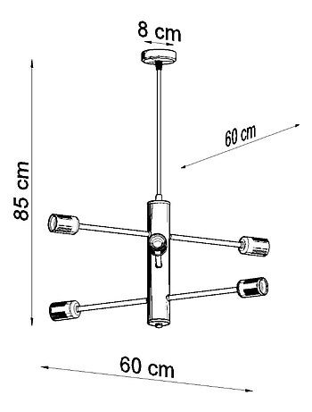 Suspension Acier Noir E27 6 Duomo