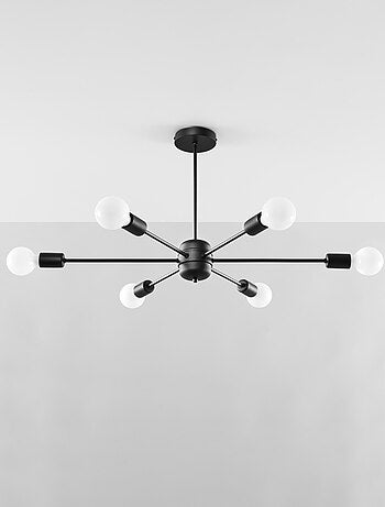 Suspension Acier Noir E27 6 Lango