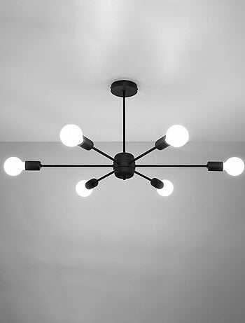 Suspension Acier Noir E27 6 Lango