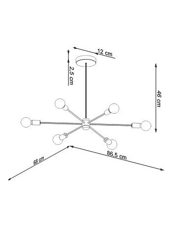 Suspension Acier Noir E27 6 Lango