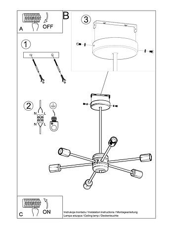 Suspension Acier Noir E27 6 Lango