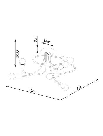 Suspension Acier Noir E27 6 Levar