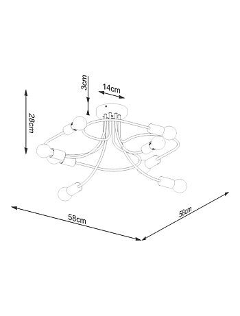 Suspension Acier Noir E27 8 Levar
