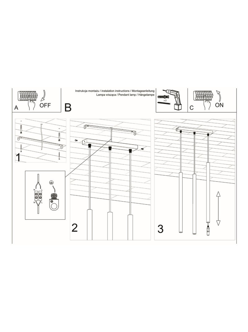 Suspension Acier Noir G9 3 Pastelo Line Noir - Kiabi