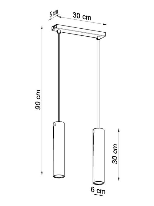 Suspension Acier Noir GU10 2 Lagos Line - Kiabi