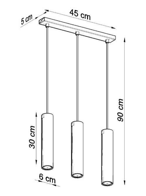 Suspension Acier Noir GU10 3 Lagos Line - Kiabi