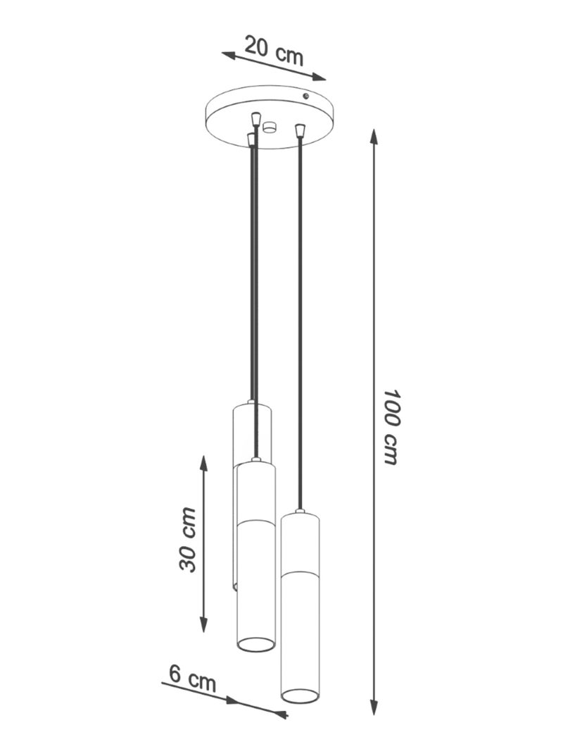 Suspension Acier Noir/Bois Naturel GU10 3 Pablo Noir - Kiabi