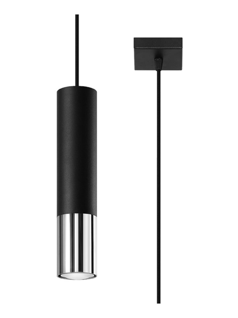 Suspension Acier Noir/Chromé GU10 1 Loopez Noir - Kiabi