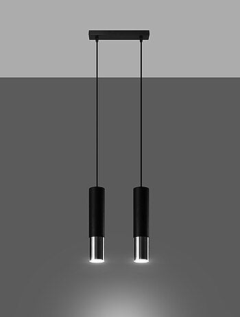 Suspension Acier Noir/Chromé GU10 2 Loopez