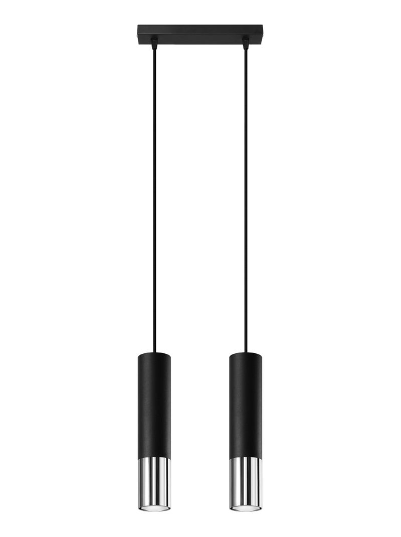 Suspension Acier Noir/Chromé GU10 2 Loopez Noir - Kiabi