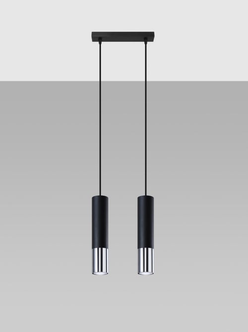 Suspension Acier Noir/Chromé GU10 2 Loopez - Kiabi