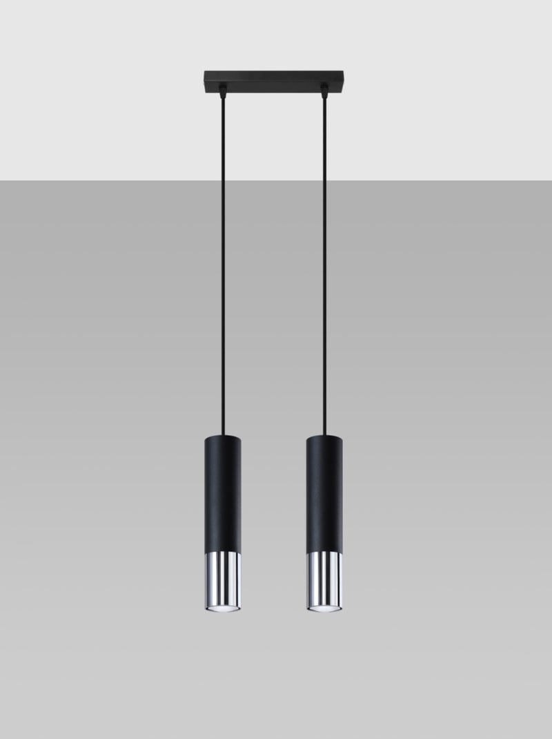 Suspension Acier Noir/Chromé GU10 2 Loopez Noir - Kiabi