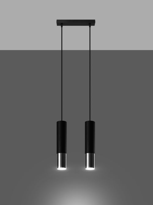 Suspension Acier Noir/Chromé GU10 2 Loopez - Kiabi