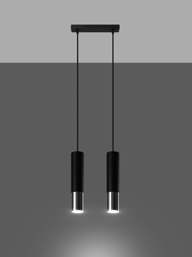 Suspension Acier Noir/Chromé GU10 2 Loopez Noir - Kiabi