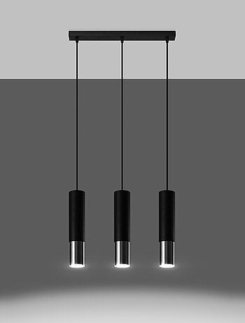 Suspension Acier Noir/Chromé GU10 3 Loopez Line