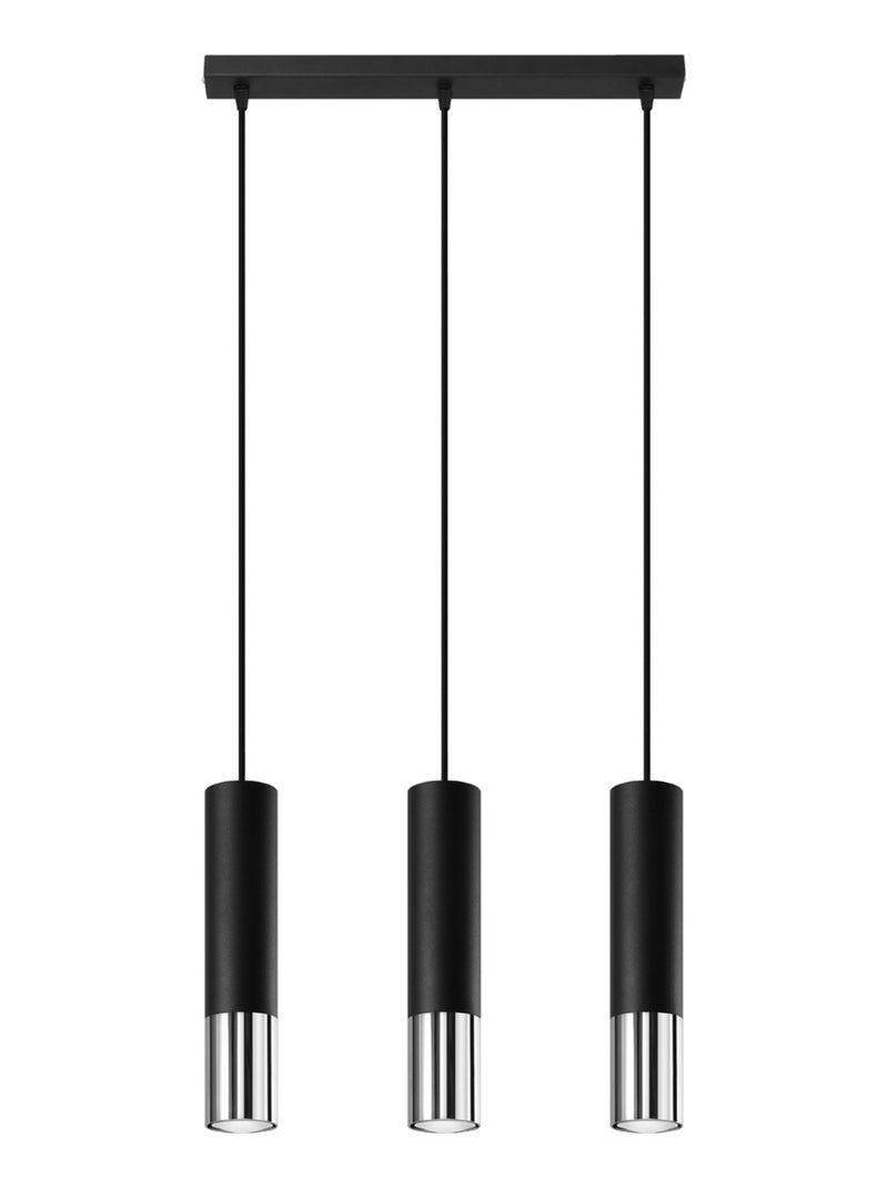 Suspension Acier Noir/Chromé GU10 3 Loopez Line Noir - Kiabi