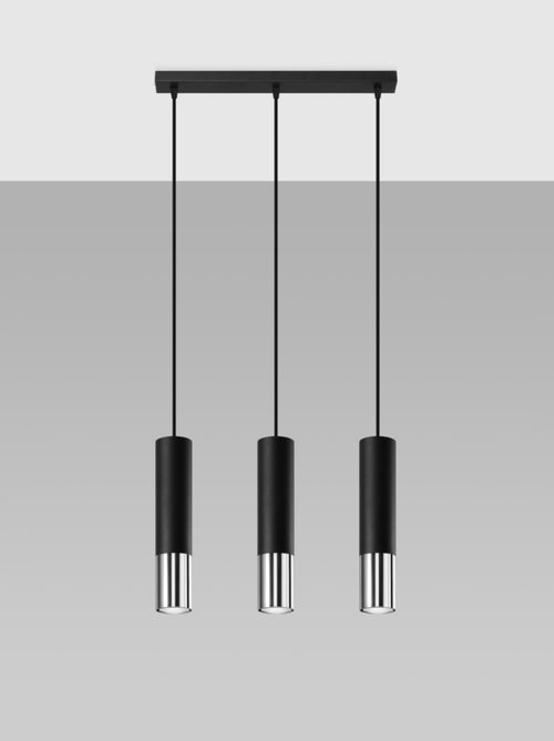 Suspension Acier Noir/Chromé GU10 3 Loopez Line - Kiabi