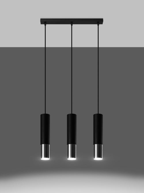 Suspension Acier Noir/Chromé GU10 3 Loopez Line - Kiabi