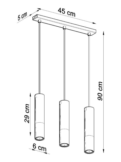Suspension Acier Noir/Chromé GU10 3 Loopez Line - Kiabi