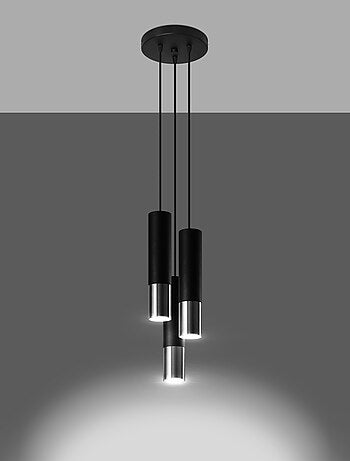 Suspension Acier Noir/Chromé GU10 3 Loopez