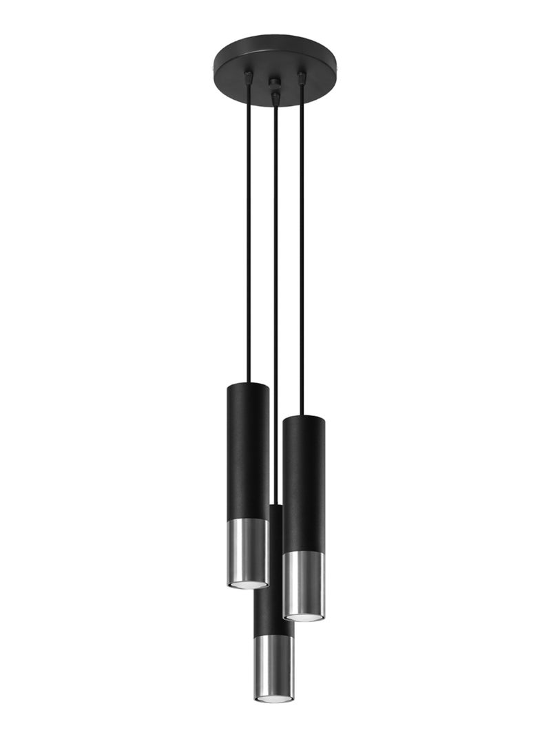 Suspension Acier Noir/Chromé GU10 3 Loopez Noir - Kiabi