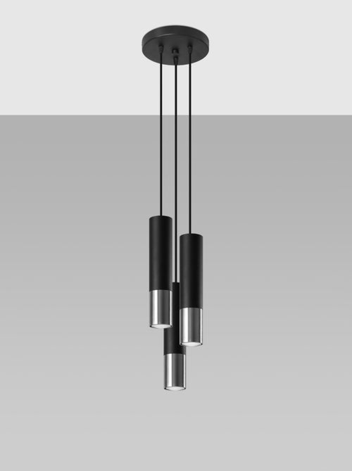 Suspension Acier Noir/Chromé GU10 3 Loopez - Kiabi