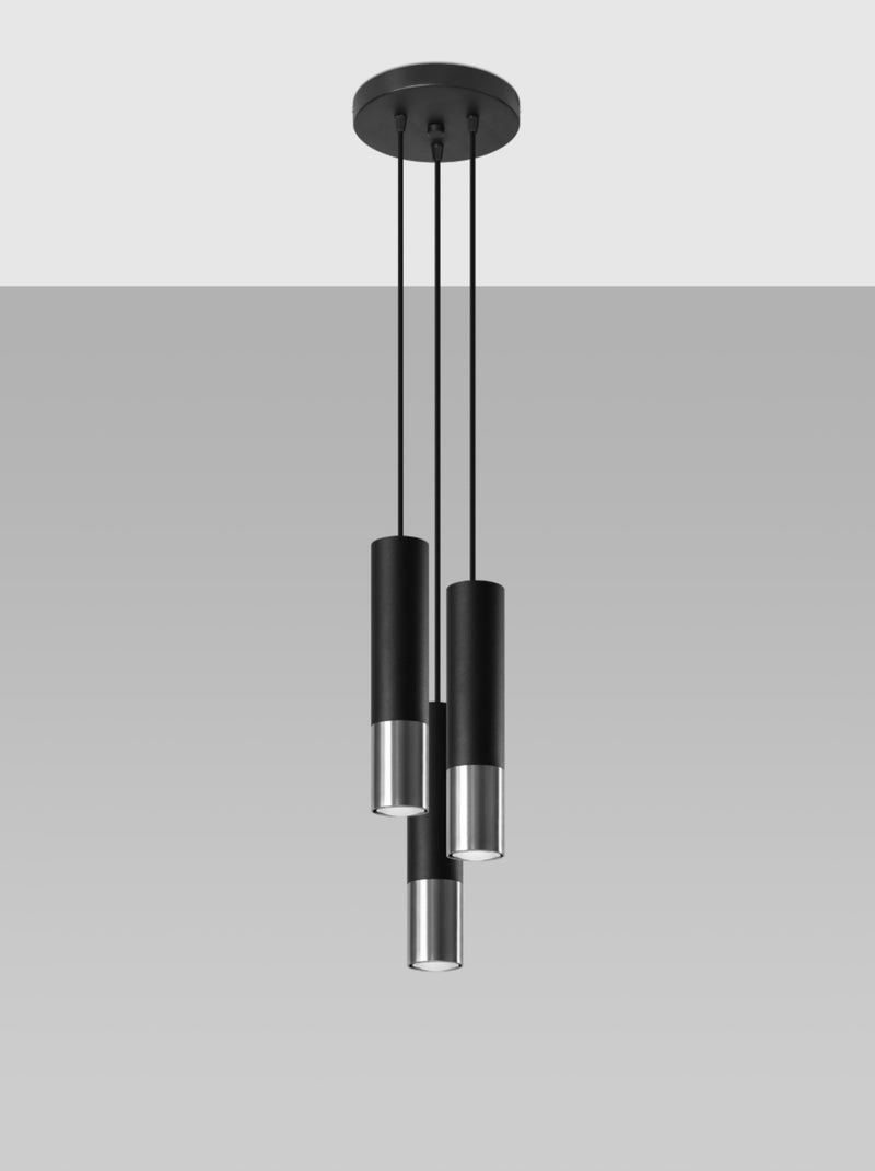 Suspension Acier Noir/Chromé GU10 3 Loopez Noir - Kiabi