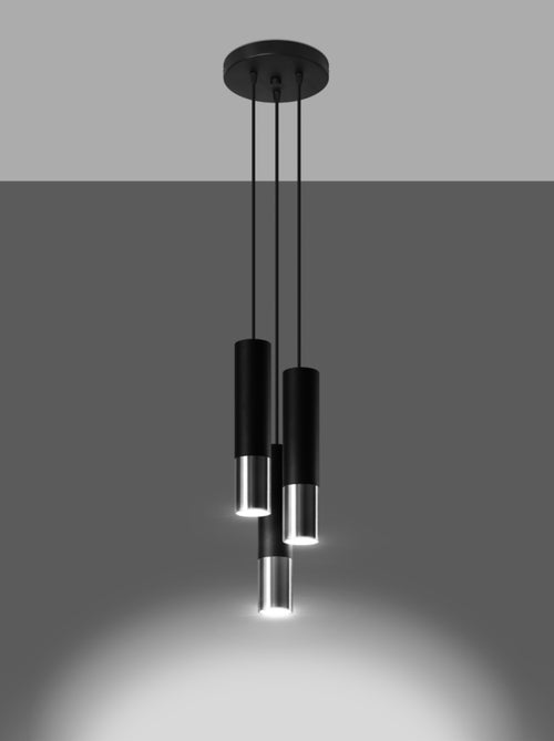 Suspension Acier Noir/Chromé GU10 3 Loopez - Kiabi