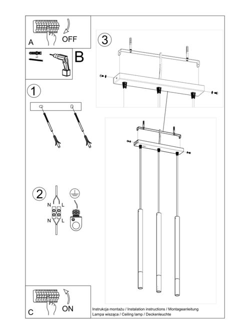 Suspension Acier Noir/Cuivre G9 3 Mozaica Line - Kiabi