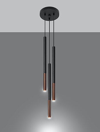Suspension Acier Noir/Cuivre G9 3 Mozaica