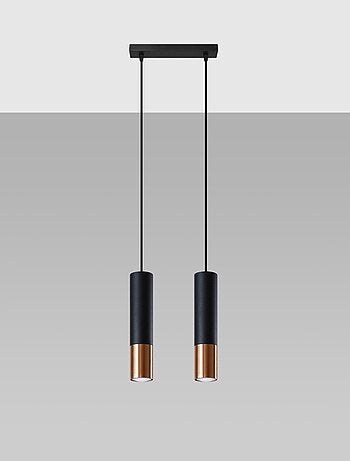 Suspension Acier Noir/Cuivre GU10 2 Loopez