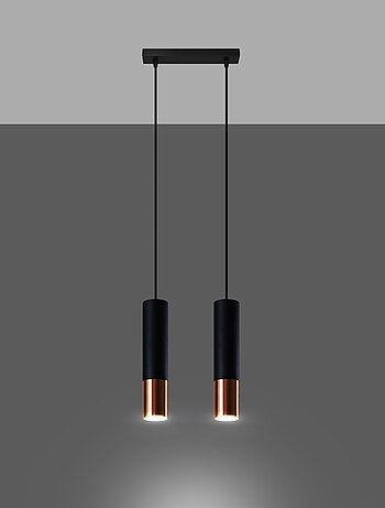 Suspension Acier Noir/Cuivre GU10 2 Loopez