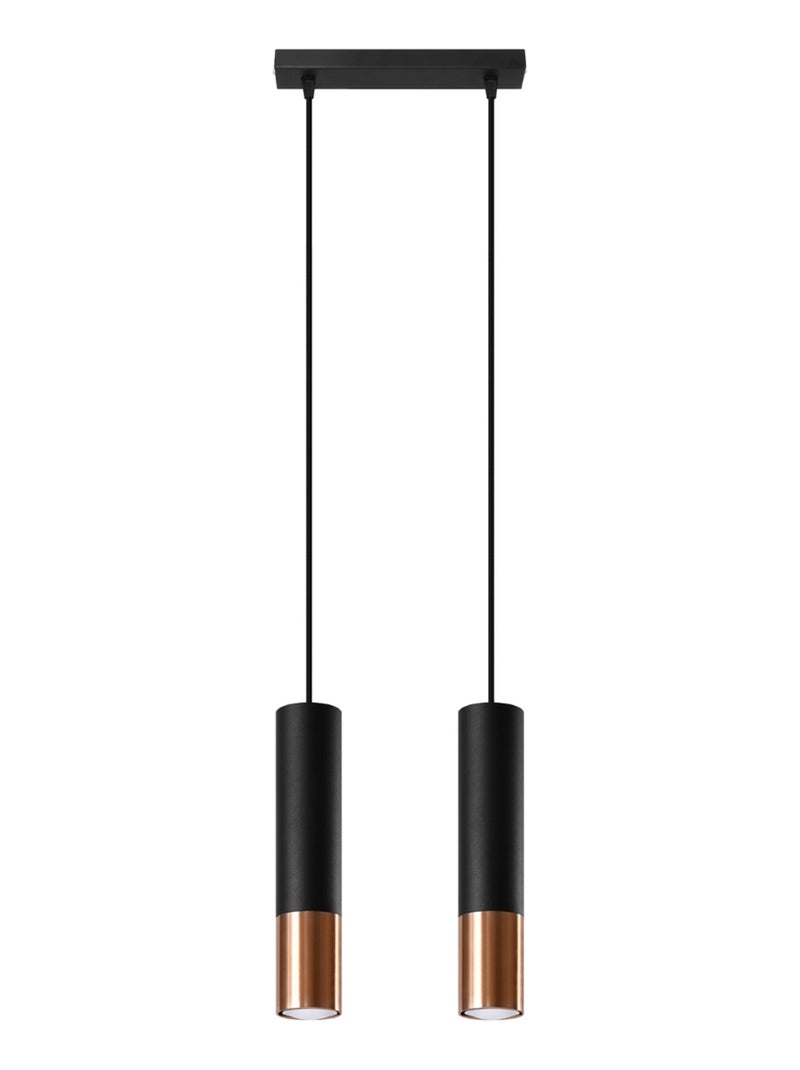 Suspension Acier Noir/Cuivre GU10 2 Loopez Noir - Kiabi