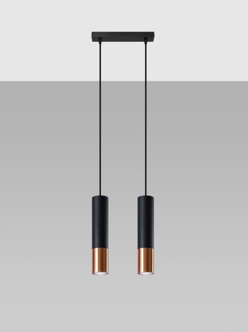 Suspension Acier Noir/Cuivre GU10 2 Loopez - Kiabi