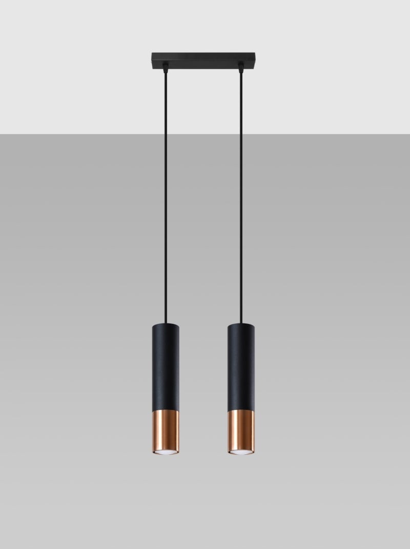 Suspension Acier Noir/Cuivre GU10 2 Loopez Noir - Kiabi