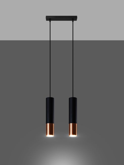 Suspension Acier Noir/Cuivre GU10 2 Loopez - Kiabi