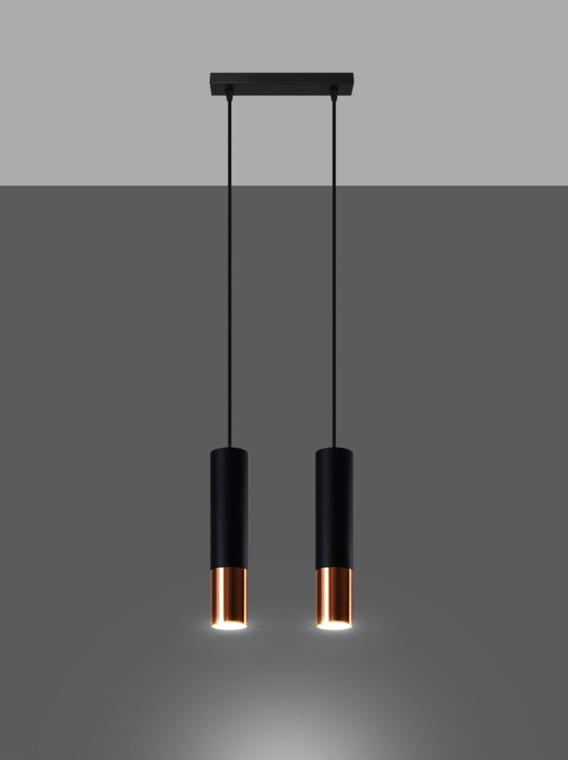 Suspension Acier Noir/Cuivre GU10 2 Loopez Noir - Kiabi