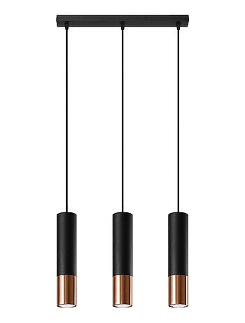Suspension Acier Noir/Cuivre GU10 3 Loopez Line